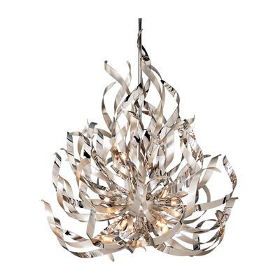 Corbett Graffiti 12 Light Silver Leaf/Stainless Steel Chandelier Ceiling Light Clearance