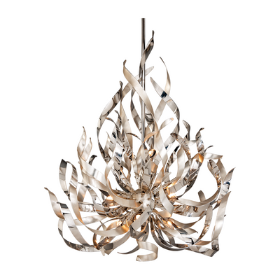 Corbett Graffiti 9 Light Silver Leaf Chandelier Ceiling Light