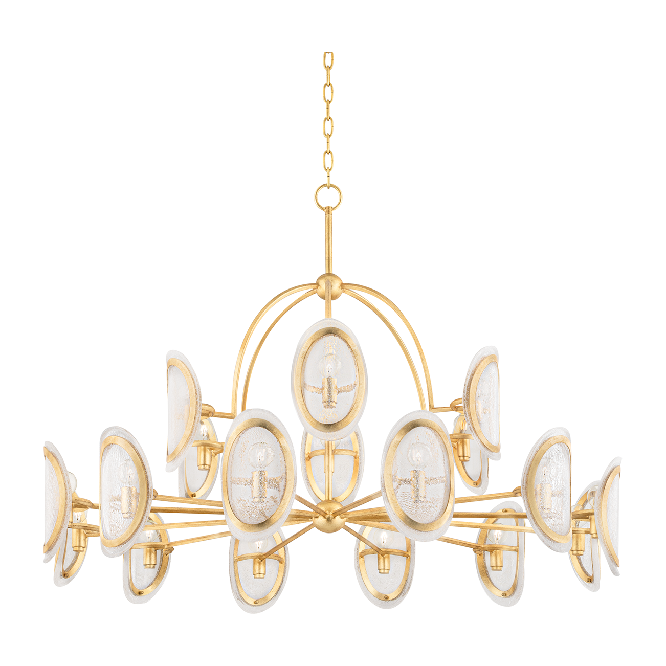 Hudson Valley Lighting Danes 18 Light 50 inch Vintage Gold Leaf Chandelier Ceiling Light