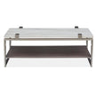 Magnussen Home Paradox Pearl White And Roasted Almond And Brushed Platinum Rectangular Cocktail Table