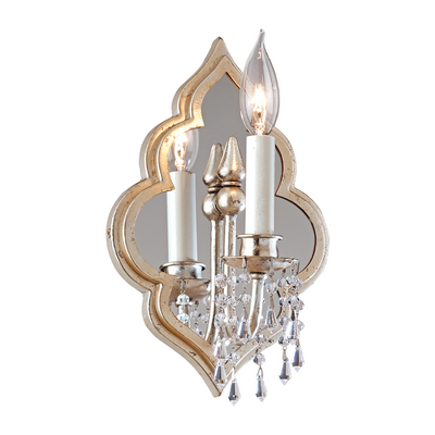 Corbett Bijoux 1 Light Warm Silver Leaf Wall Sconce Wall Light Clearance