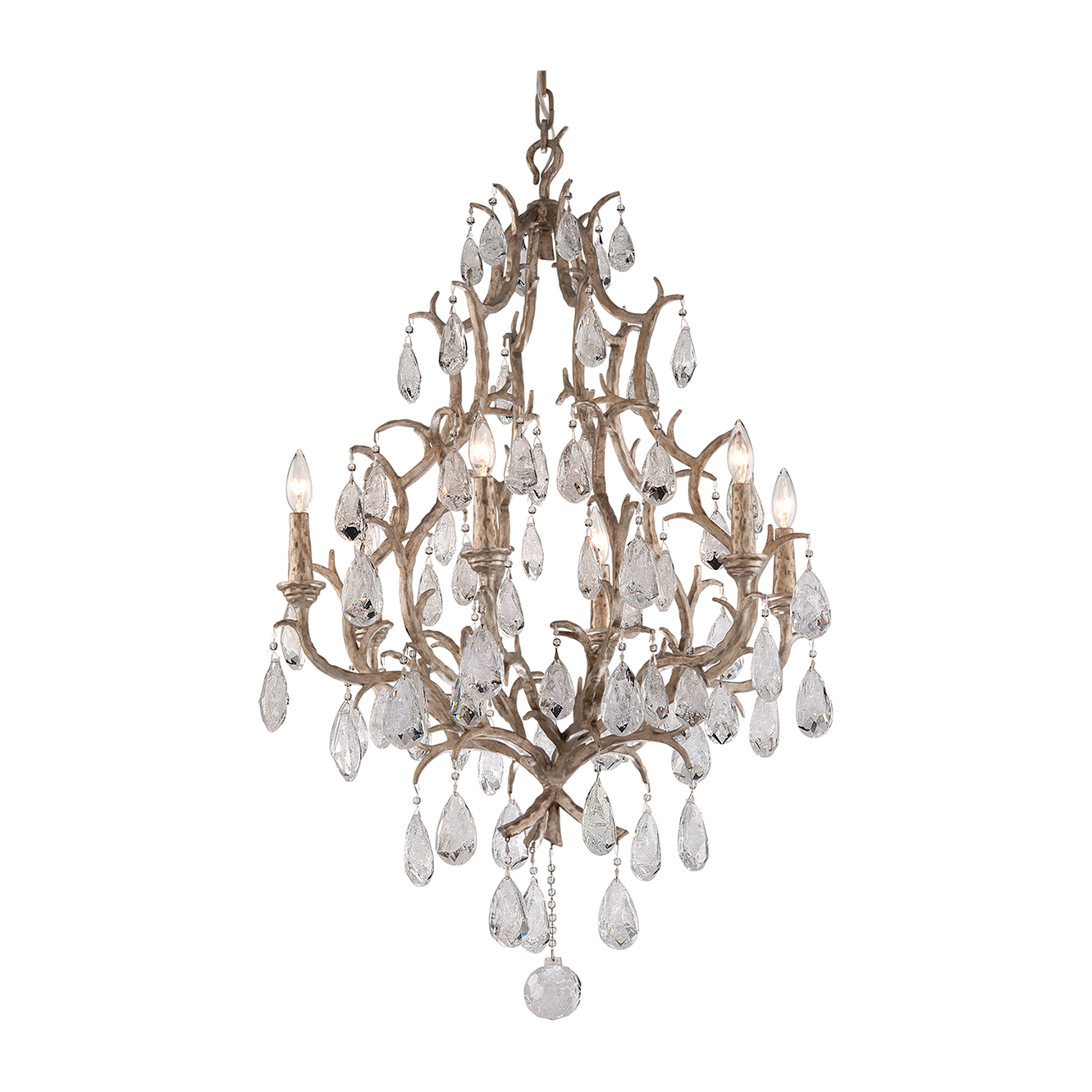 Corbett Amadeus 6 Light Stria Gold Leaf Chandelier Ceiling Light