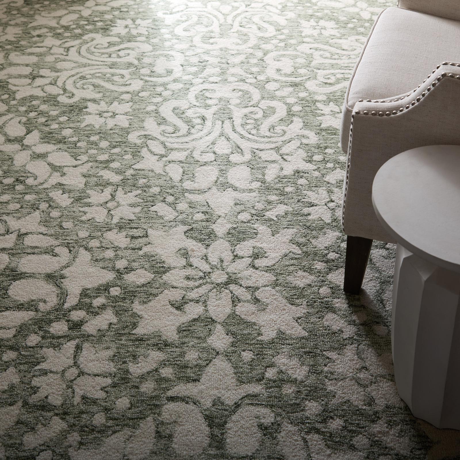 Feizy Belfort 8A28F Traditional Floral & Botanical Rug in Ivory/Green