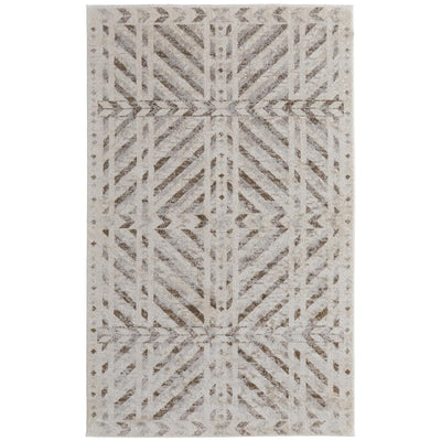 Feizy Vancouver 39NQF Modern Geometric Rug in Ivory/Tan/Brown