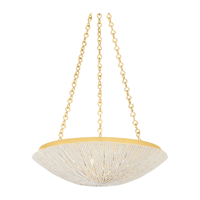 Hudson Valley Lighting Summerside 4 Light 24.75 inch Vintage Gold Leaf Pendant Ceiling Light
