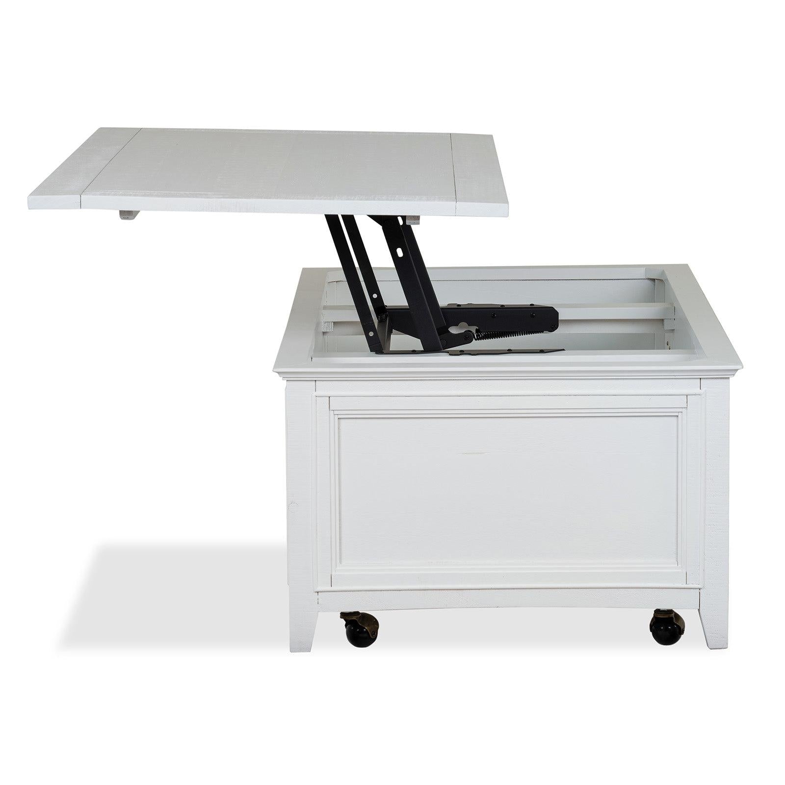 Magnussen Home Heron Cove Chalk White Lift Top Storage Cocktail Table With Casters