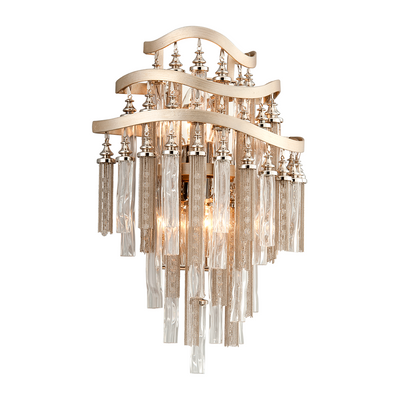 Corbett Chimera 2 Light Warm Silver Leaf Wall Sconce Wall Light Clearance
