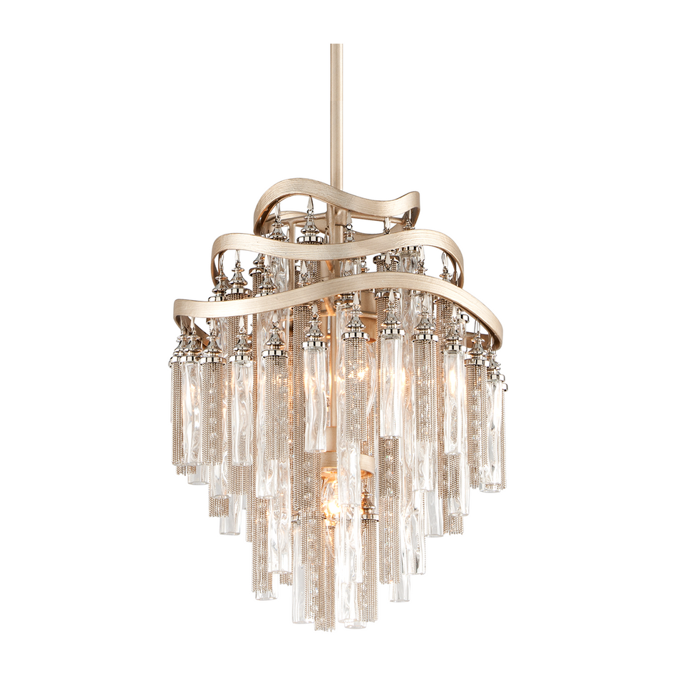 Corbett Chimera 3 Light Warm Silver Leaf Pendant Ceiling Light Clearance