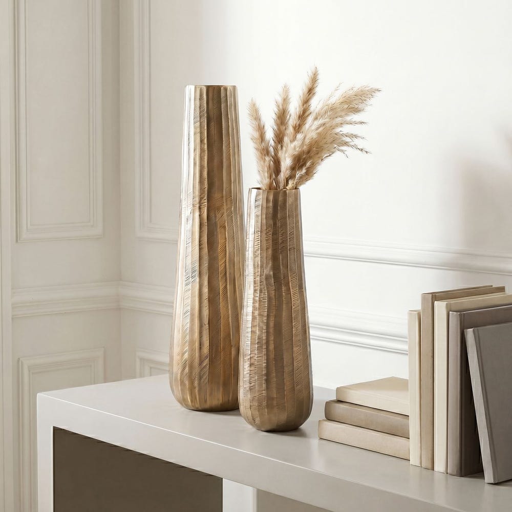 Uttermost Vertiforge Antique Gold Vases - Set of 2
