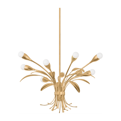 Hudson Valley Lighting Bilston 9 Light 28 inch Vintage Gold Leaf Chandelier Ceiling Light