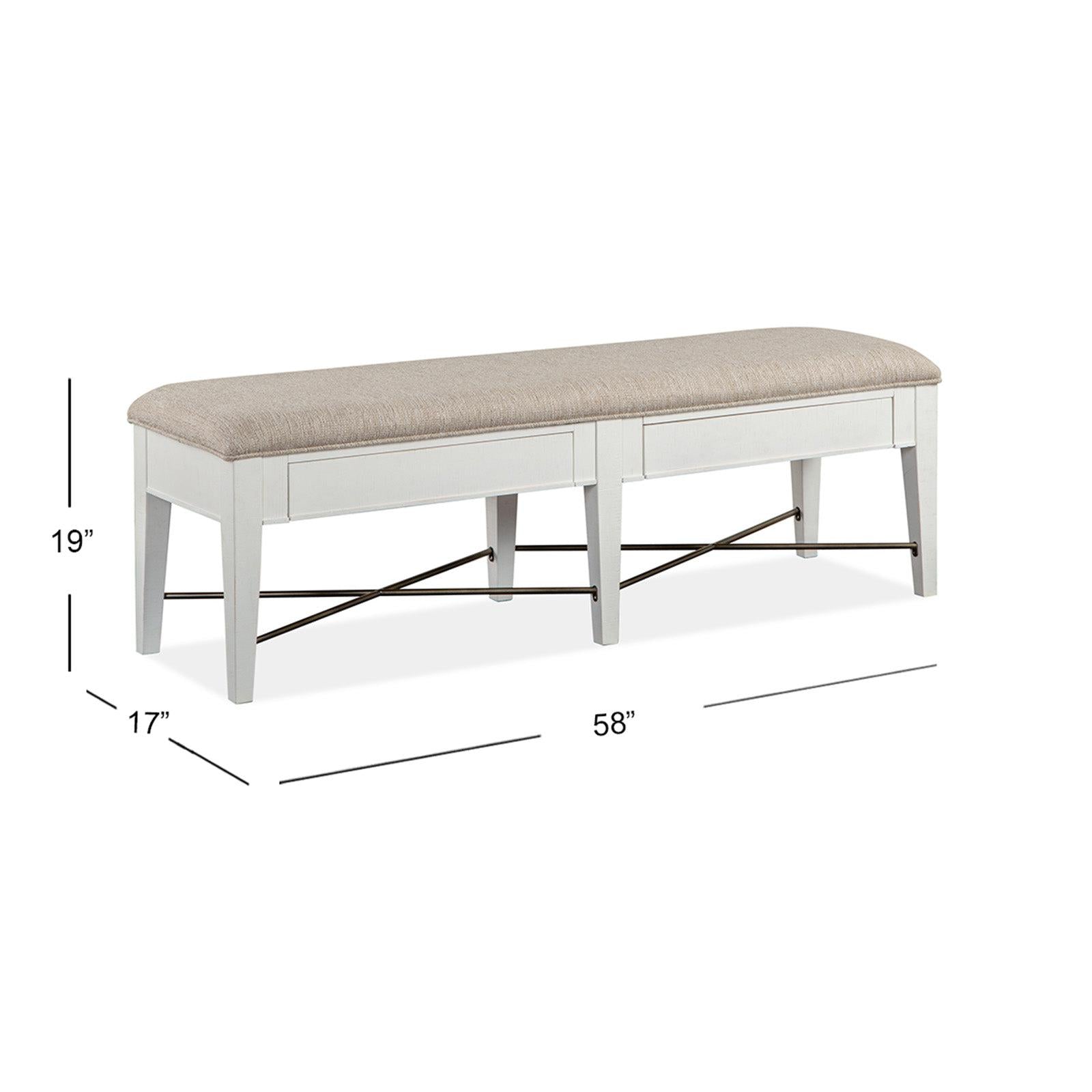 Magnussen Home Heron Cove Chalk White And Dovetail Grey Upholstered Bench