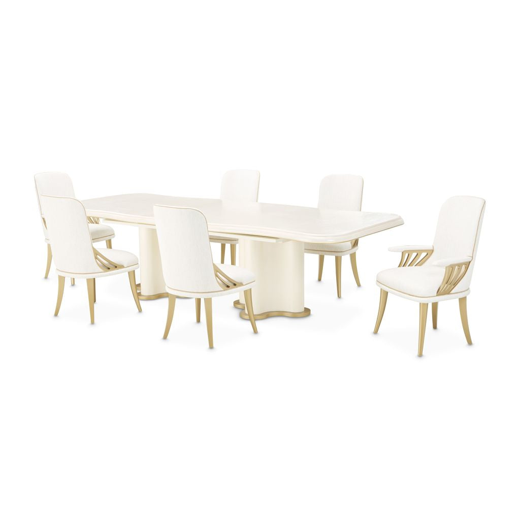 Michael Amini La Terrazza Double Pedestal Dining Table - Creamy Pearl