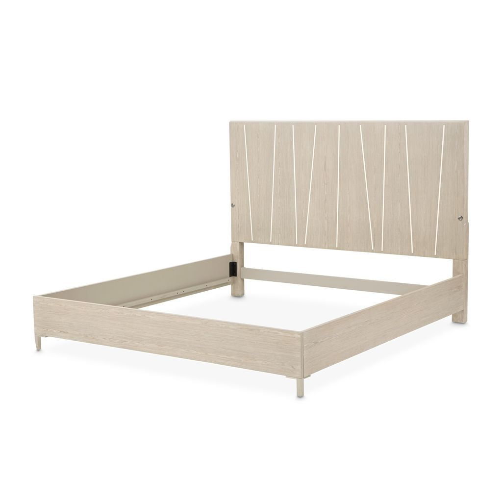 Michael Amini Lotus Bay Panel Bed with LED Lights - Sand