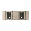 Theodore Alexander Repose Glass Door Media Console With Drawers and Side Storage