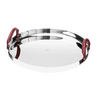 Christofle Mood Stainless Steel Mirror Polished Round Tray with Leather Handles - 16 in