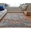 Feizy Kaia 39HXF Transitional Medallion in Orange/Ivory/Blue