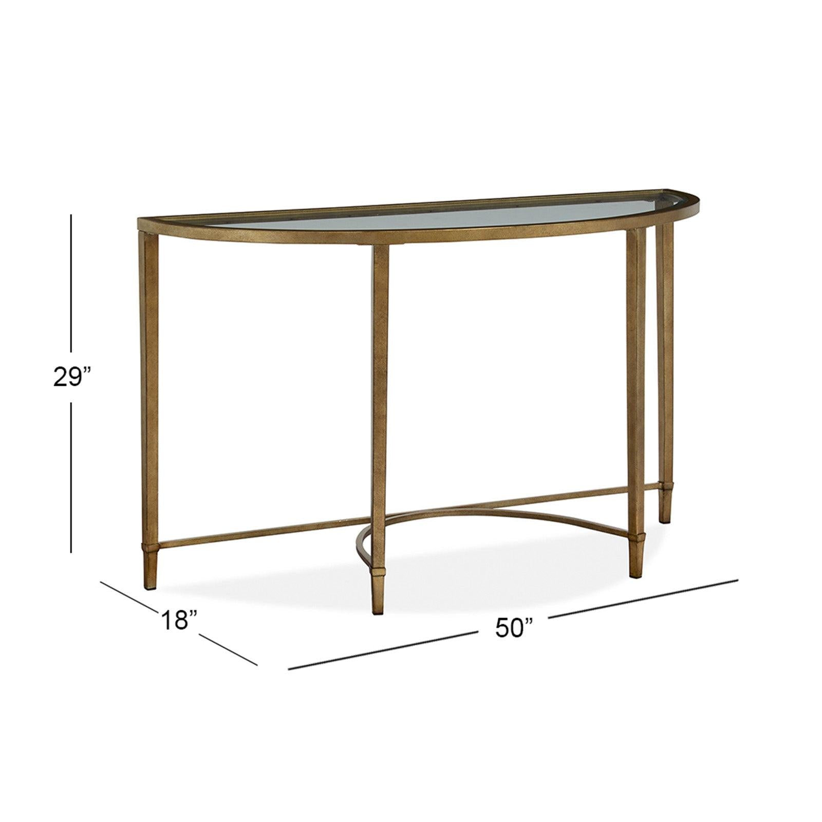 Magnussen Home Copia Antiqued Silver With Gold Tint Demilune Sofa Table