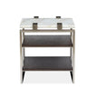 Magnussen Home Paradox Pearl White And Roasted Almond And Brushed Platinum Rectangular End Table