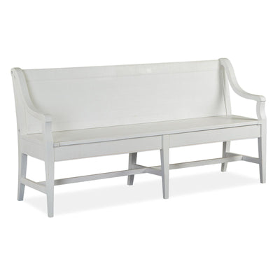 Magnussen Home Heron Cove Chalk White And Dovetail Grey Bench With Back