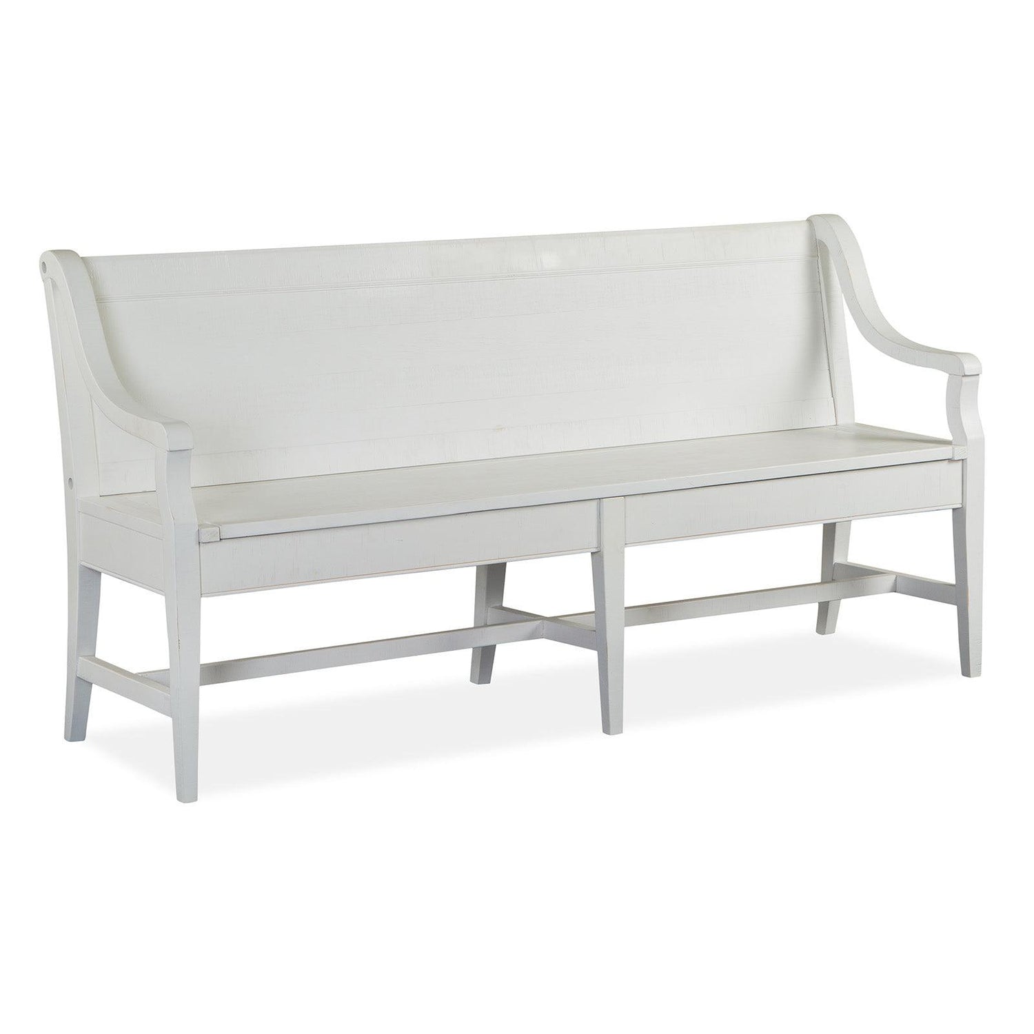 Magnussen Home Heron Cove Chalk White And Dovetail Grey Bench With Back
