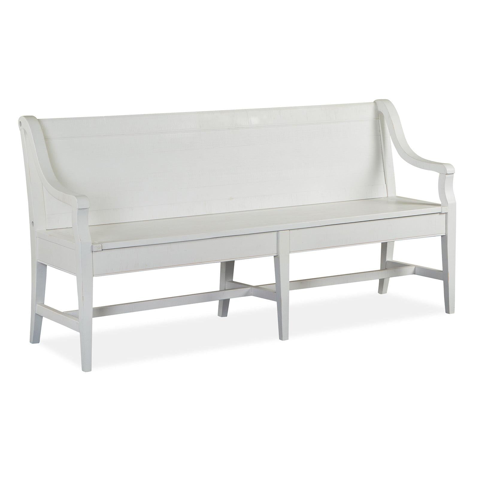 Magnussen Home Heron Cove Chalk White And Dovetail Grey Bench With Back