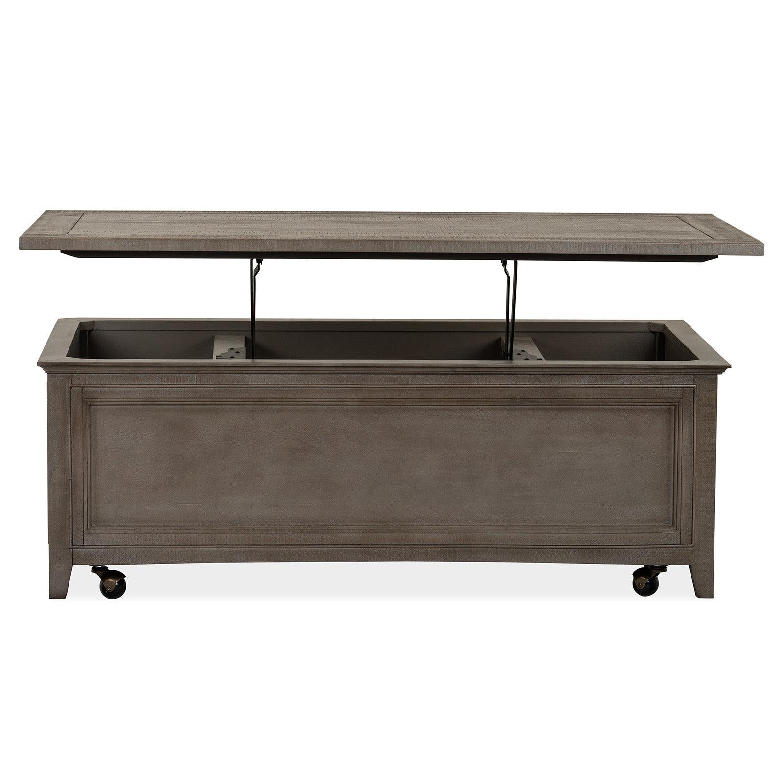 Magnussen Home Paxton Place Dovetail Grey Lift Top Storage Cocktail Table With Casters