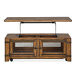 Magnussen Home Chesterfield Farmhouse Timber Lift Top Storage Cocktail Table With Casters