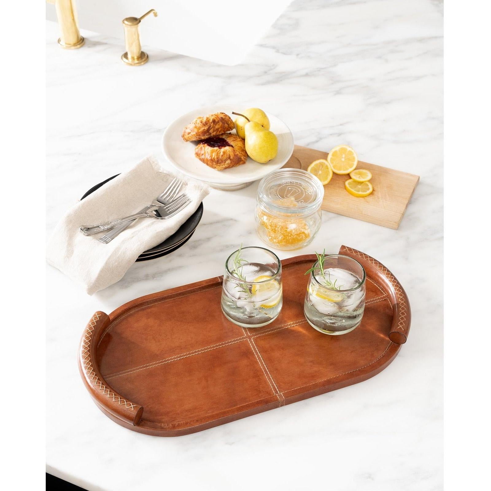 Regina Andrew Forte Oval Leather Tray