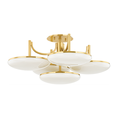 Hudson Valley Lighting Bregman 5 Light 30.75 inch Aged Brass Semi Flush Ceiling Light