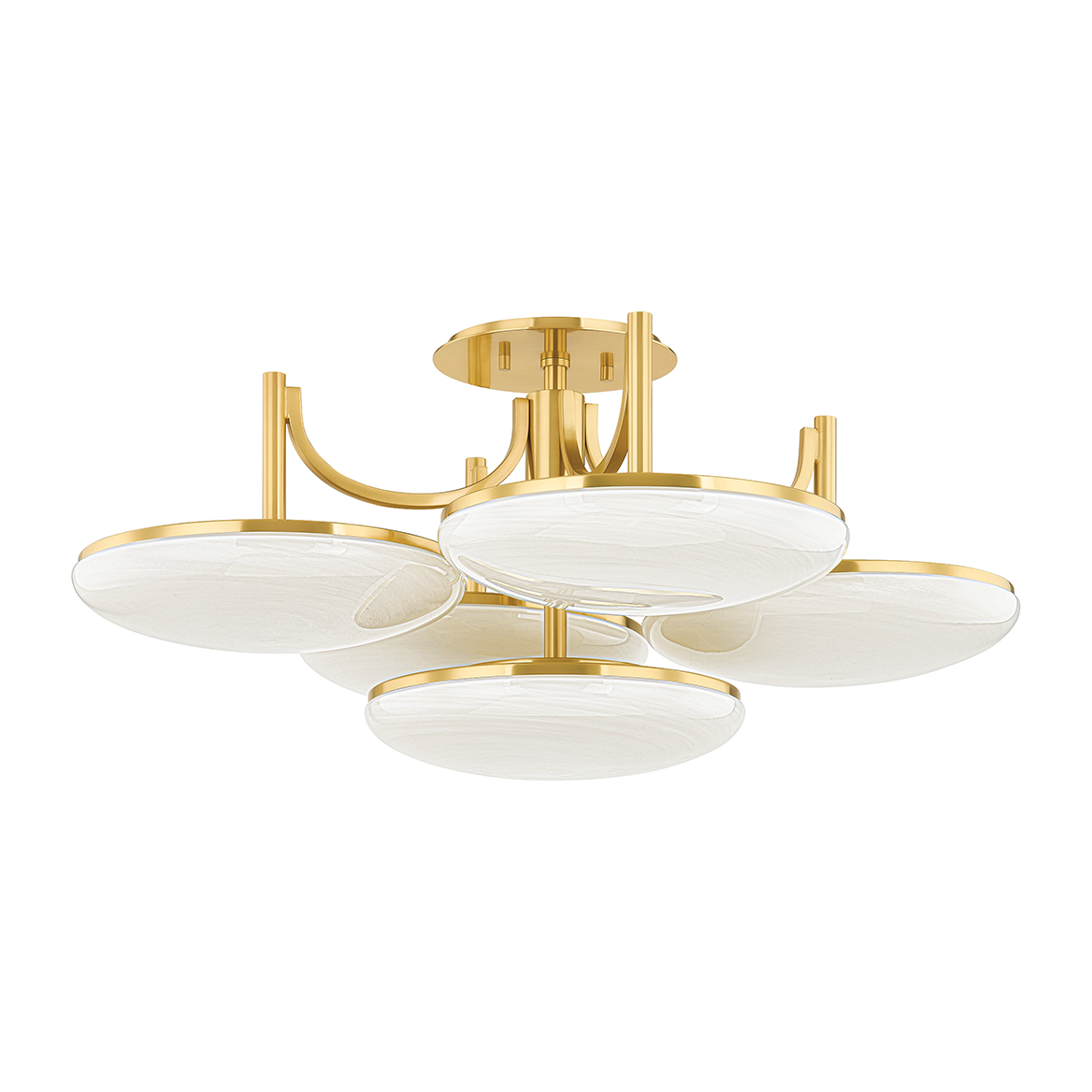 Hudson Valley Lighting Bregman 5 Light 30.75 inch Aged Brass Semi Flush Ceiling Light