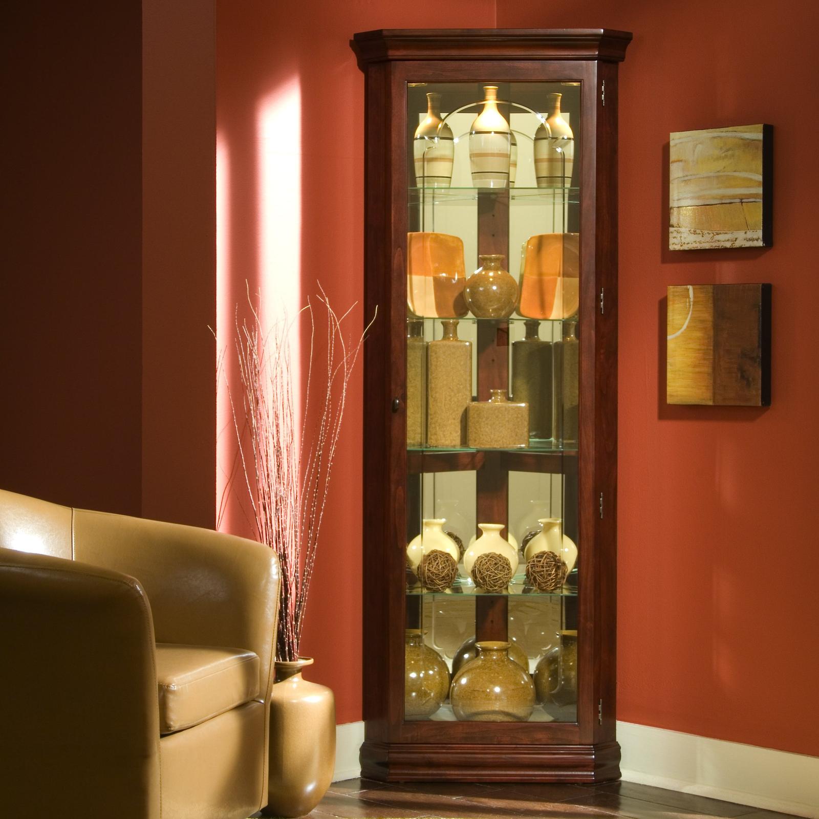 Pulaski Furniture PFC Curios Mirrored Curio 4 Shelf Corner Cabinet