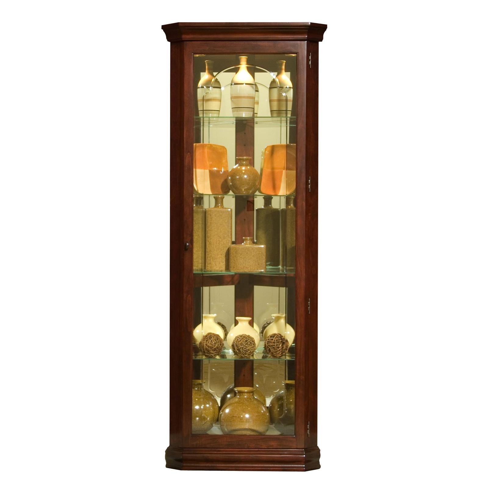 Pulaski Furniture PFC Curios Mirrored Curio 4 Shelf Corner Cabinet
