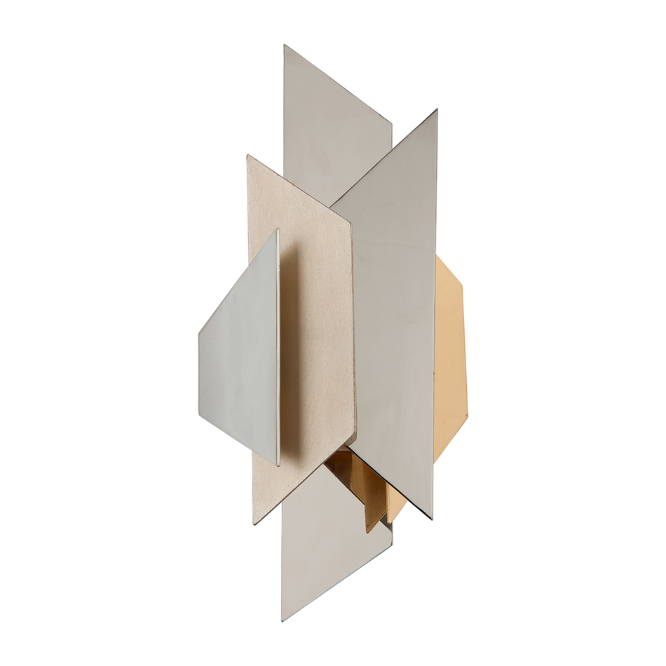 Corbett Modernist 1 Light Polished Stainless with Silver/Gold Leaf Wall Sconce Wall Light