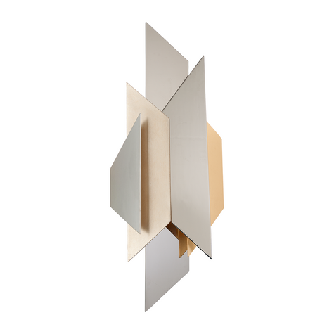 Corbett Modernist 2 Light Polished Stainless with Silver/Gold Leaf Wall Sconce Wall Light