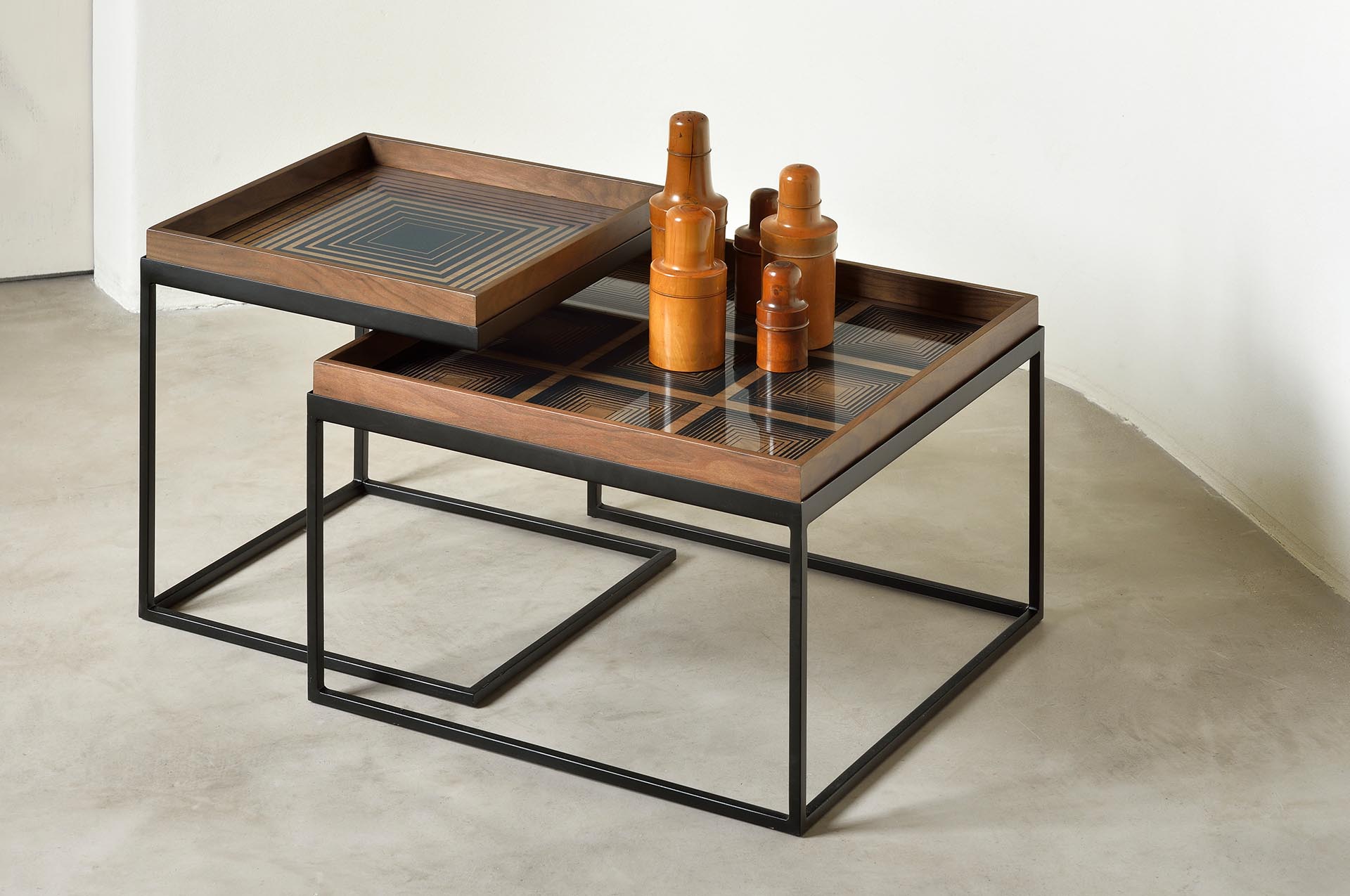 Ethnicraft Tray Square Coffee Table Set