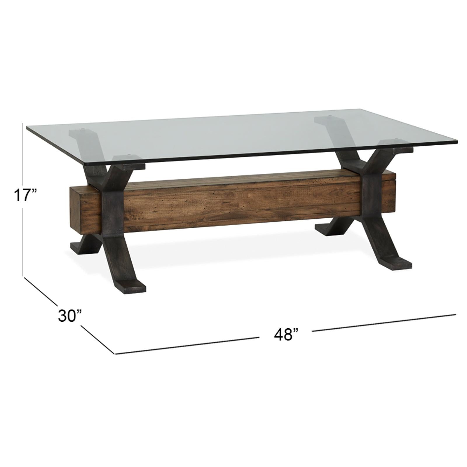 Magnussen Home Sawyer Toasted Nutmeg And Smoked Iron Rectangular Cocktail Table