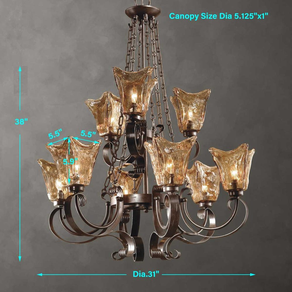 Uttermost Vetraio 9Lt Oil Rubbed Bronze Chandelier