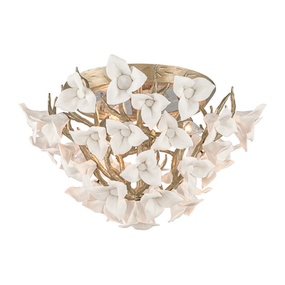 Corbett Lily 3 Light Stria Gold Leaf Flush Mount Ceiling Light Clearance