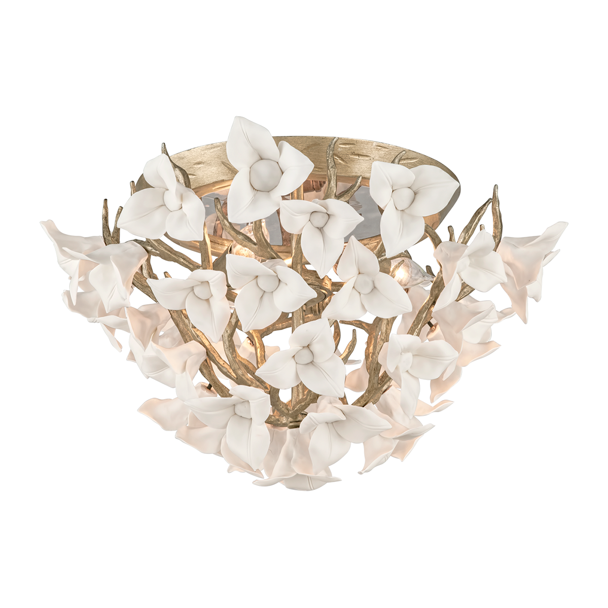Corbett Lily 3 Light Stria Gold Leaf Flush Mount Ceiling Light Clearance