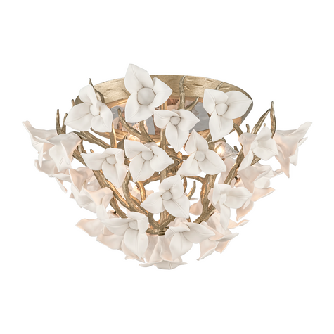 Corbett Lily 3 Light Stria Gold Leaf Flush Mount Ceiling Light Clearance