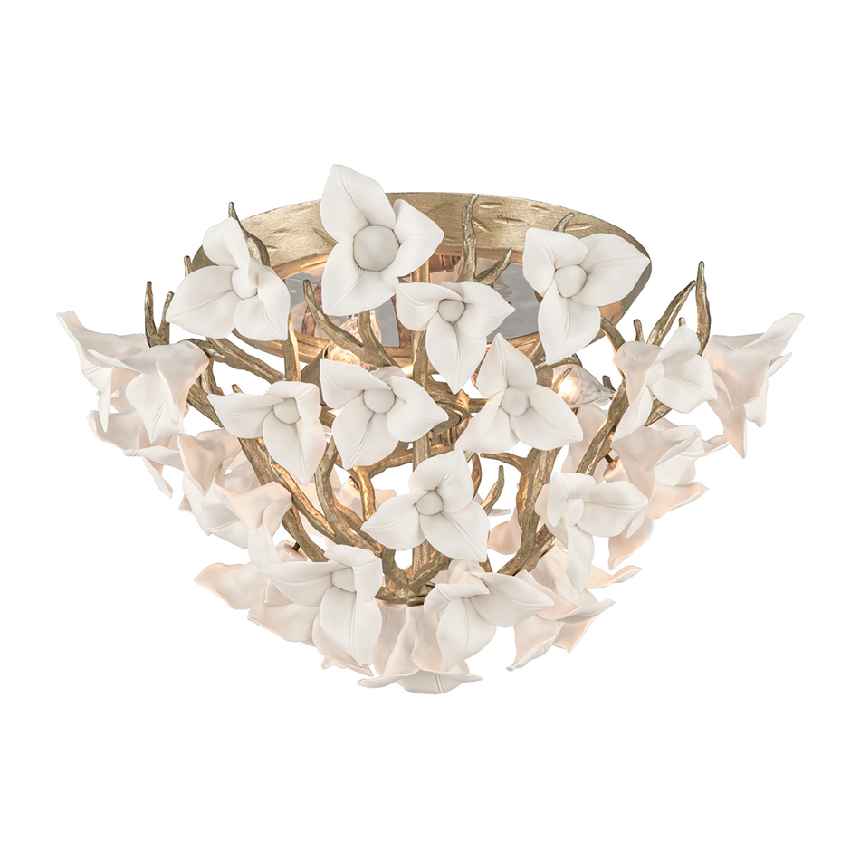 Corbett Lily 3 Light Stria Gold Leaf Flush Mount Ceiling Light Clearance