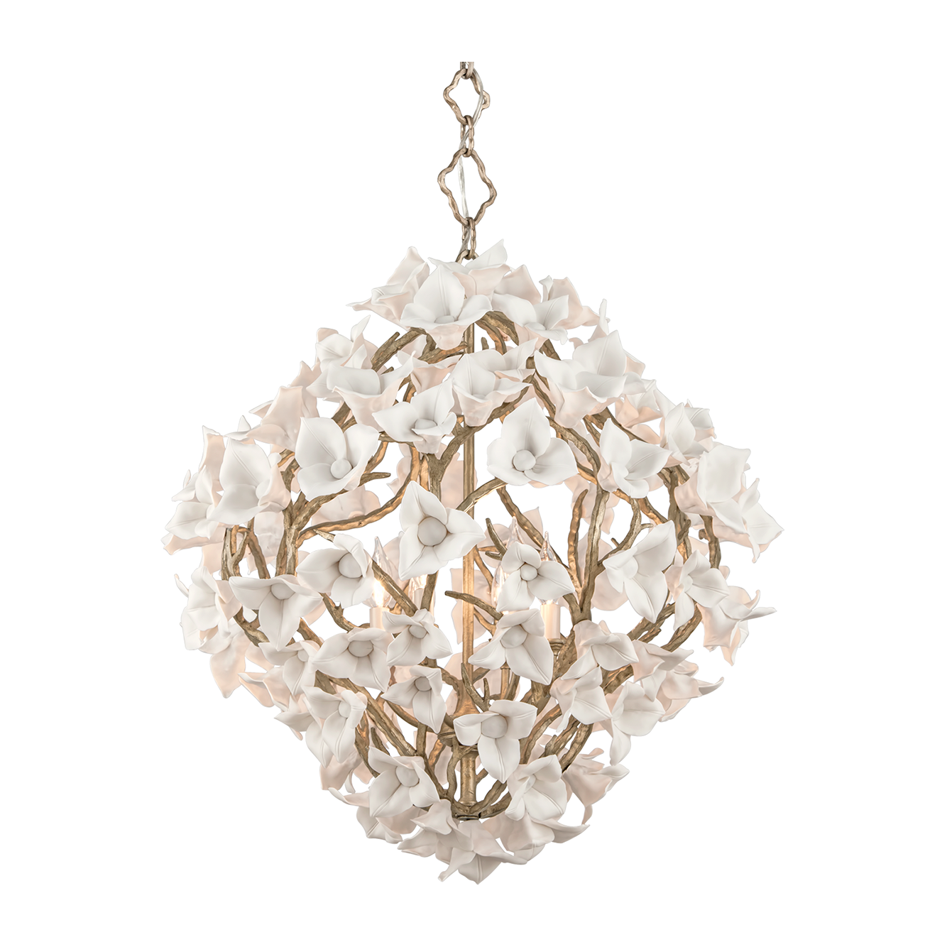 Corbett Lily 6 Light Stria Gold Leaf Chandelier Ceiling Light Clearance