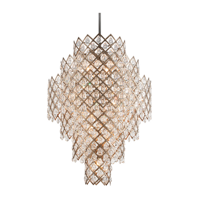 Corbett Tiara 17 Light Stria Gold Leaf/Stainless Steel Chandelier Ceiling Light Clearance