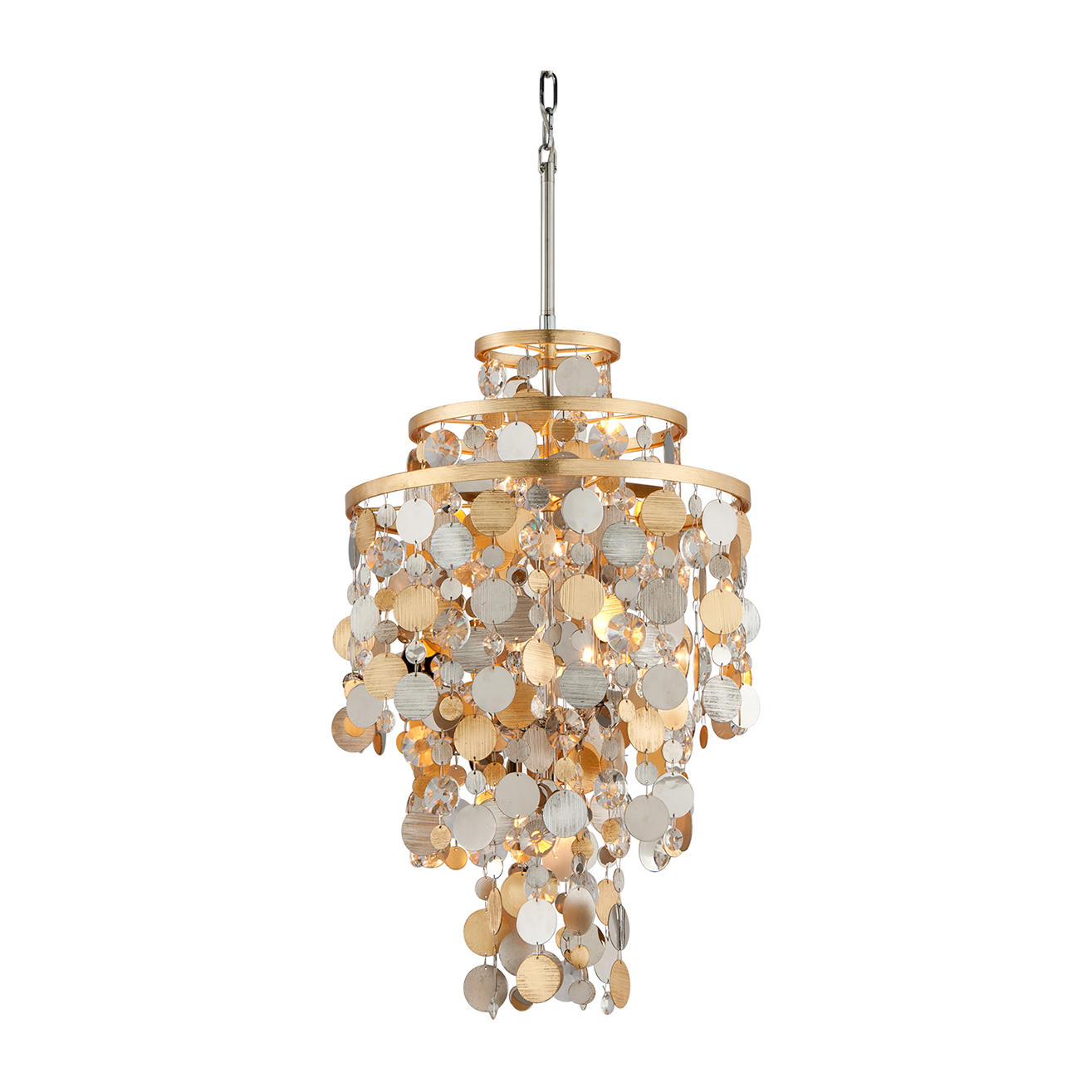Corbett Ambrosia 5 Light Gold Silver Leaf and Stainless Chandelier Ceiling Light