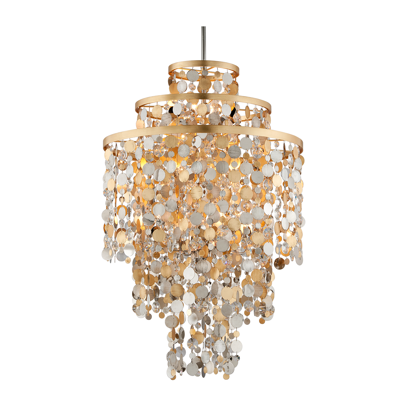 Corbett Ambrosia 11 Light Gold Silver Leaf and Stainless Chandelier Ceiling Light