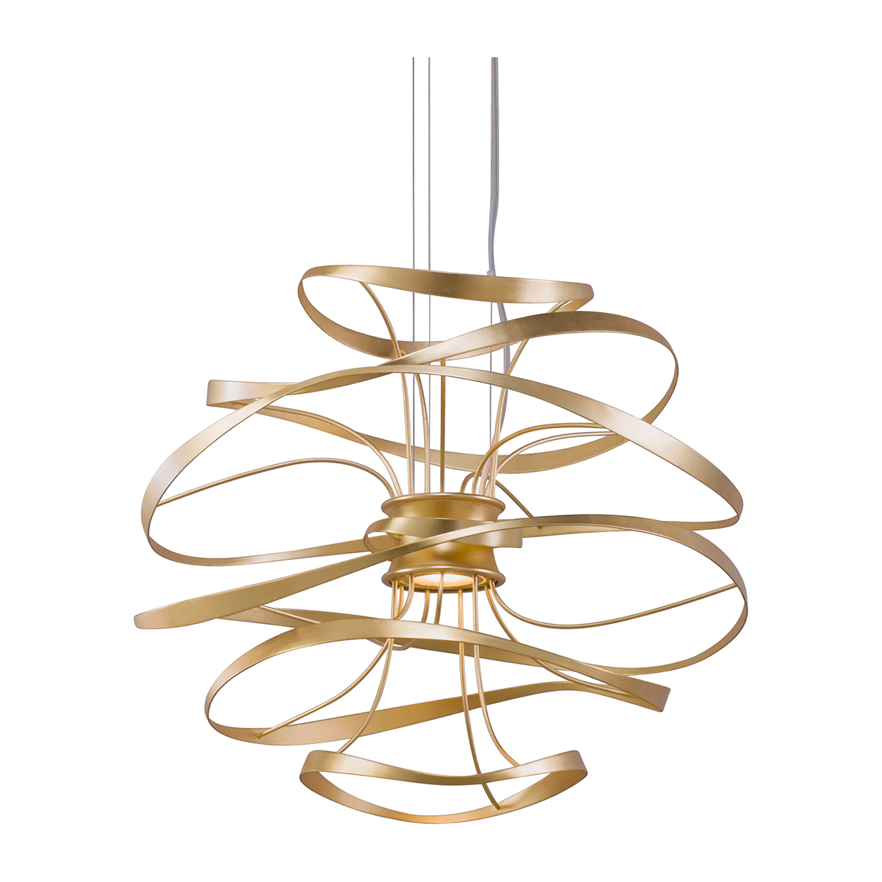 Corbett Calligraphy 2 Light 18 inch Gold Leaf with Polished Stainless Chandelier Ceiling Light