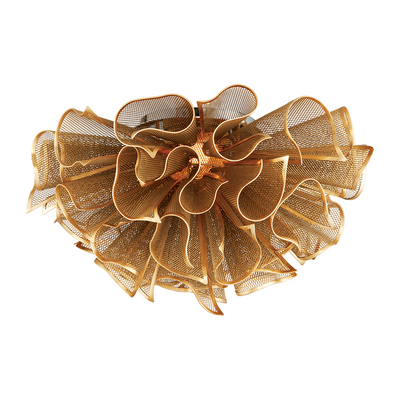 Corbett Pulse 5 Light Gold Leaf Semi Flush Ceiling Light