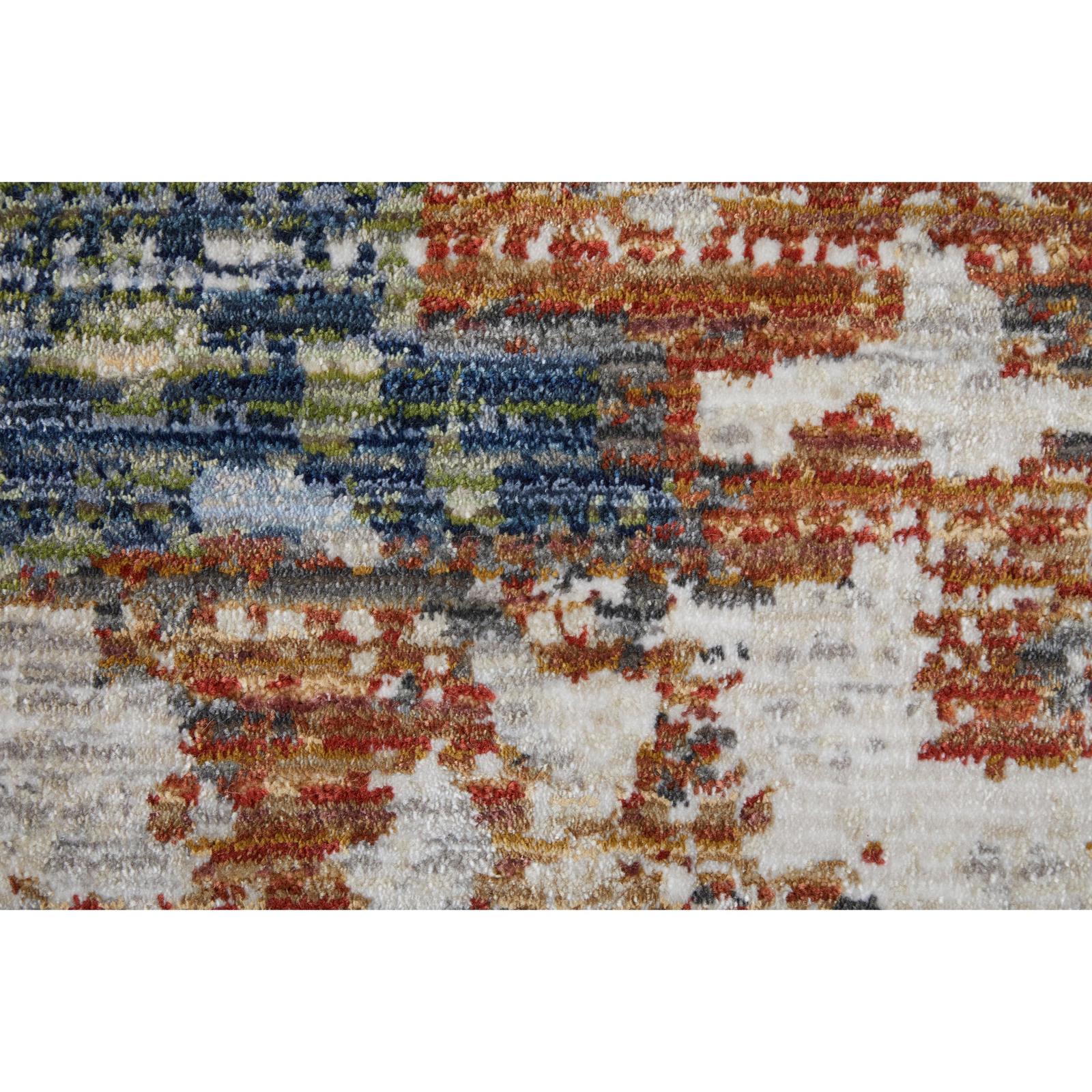 Feizy Sonora 39NUF Modern Abstract Rug in Ivory/Blue/Red