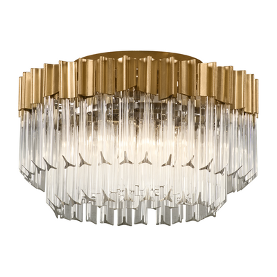 Corbett Charisma 3 Light Gold Leaf/Stainless Steel Semi Flush Ceiling Light Clearance