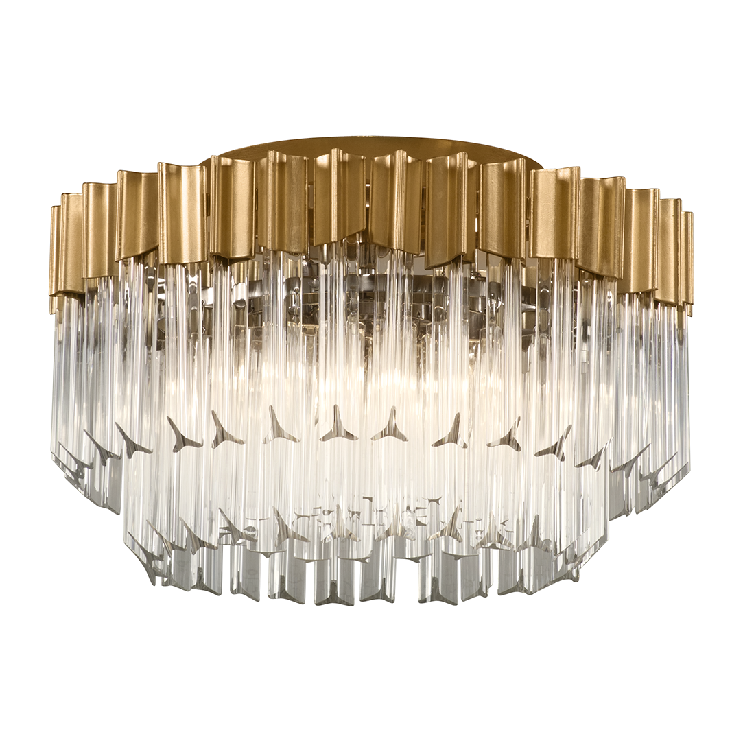 Corbett Charisma 3 Light Gold Leaf/Stainless Steel Semi Flush Ceiling Light Clearance